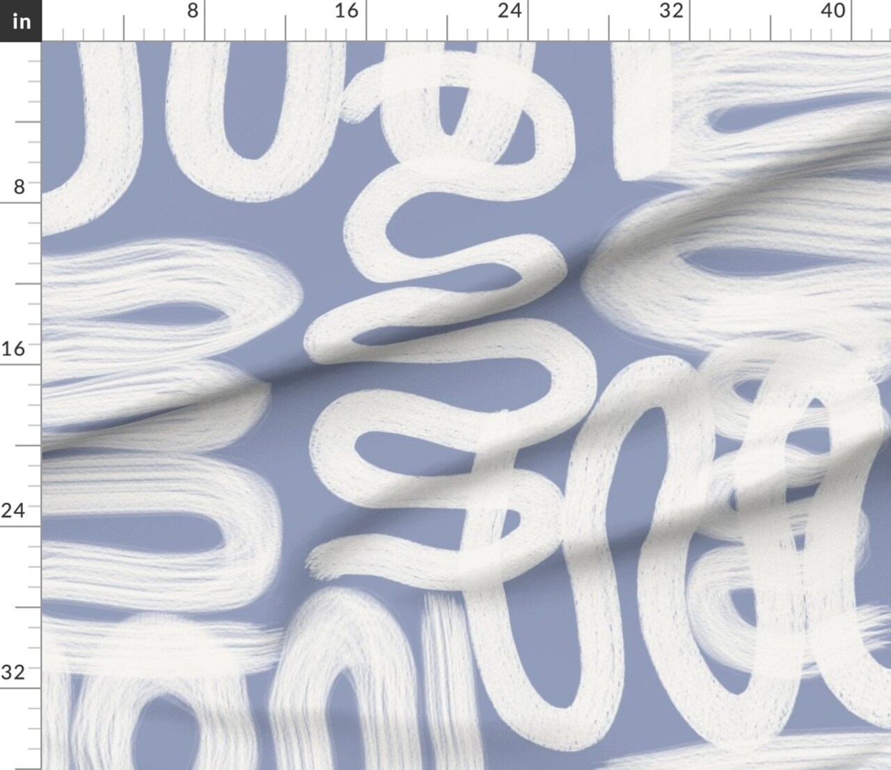 Soft Blue Squiggle Abstract Modern Design Large Scale Watercolor Paint Custom Printed Fabric by Spoonflower Various Fabrics by the Yard or Fat Quarter